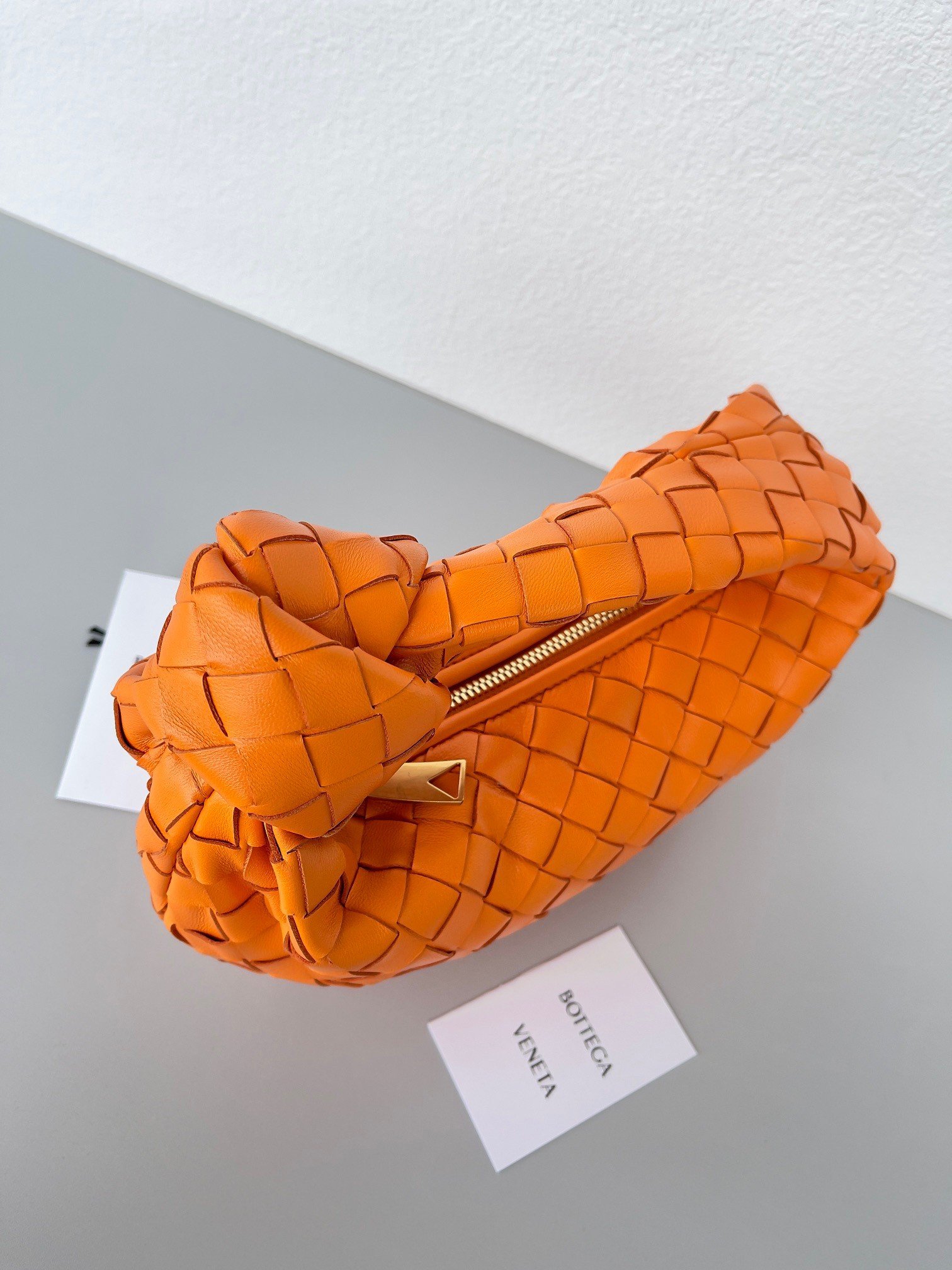 Bottega Veneta BV Jodie Mini Bag In Orange Intrecciato Lambskin