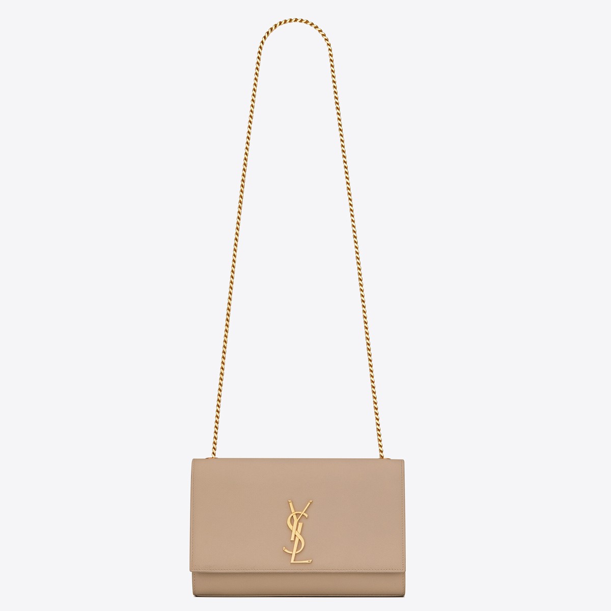 Saint Laurent Kate Medium Chain Bag In Beige Grain De Poudre Leather