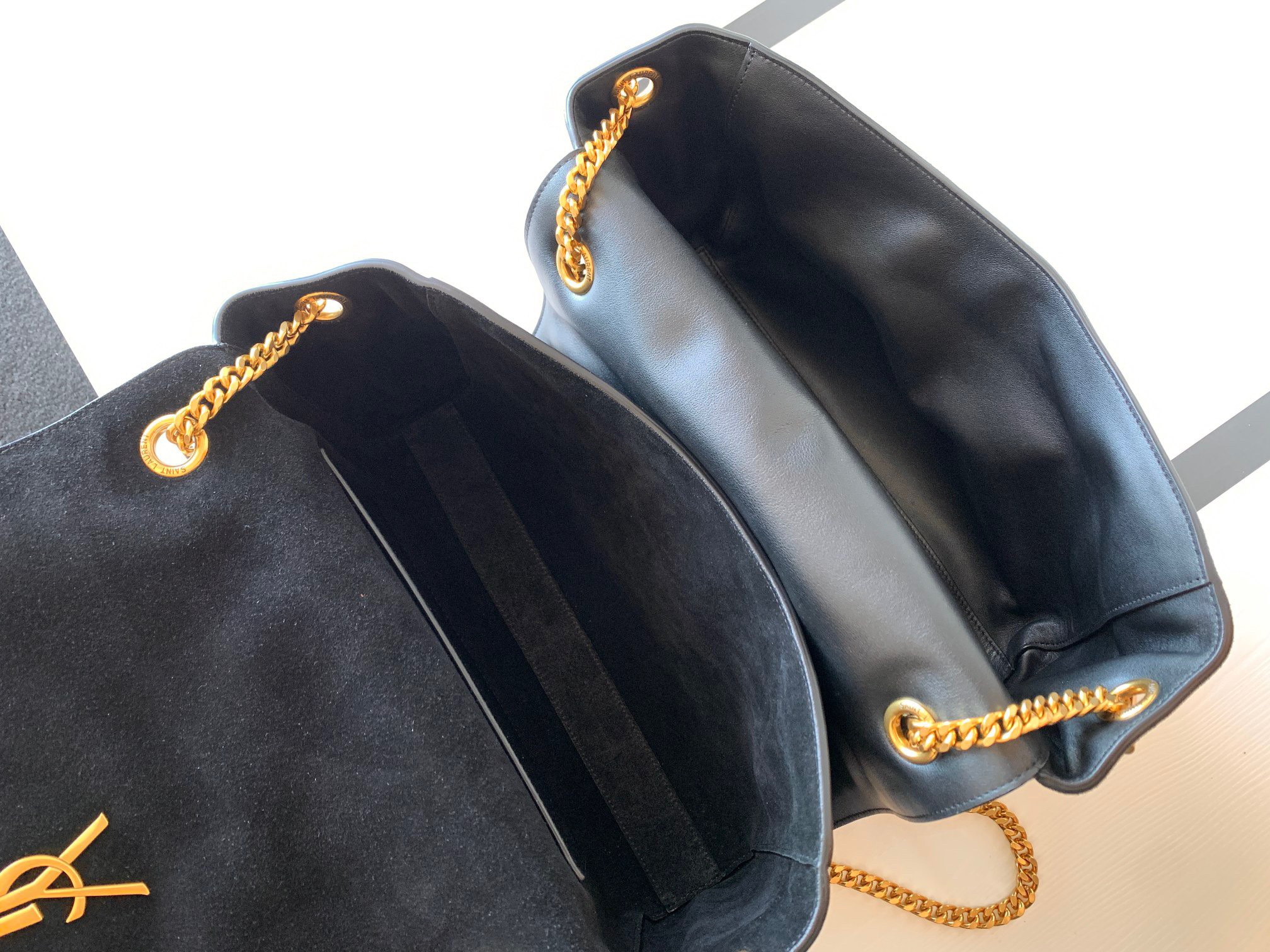 Saint Laurent Kate Medium Reversible Bag In Black Suede and Leather