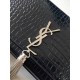 Saint Laurent Kate Medium Tassel Bag In Noir Crocodile-embossed Leather