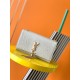 Saint Laurent Kate Medium Tassel Bag In White Crocodile-embossed Leather