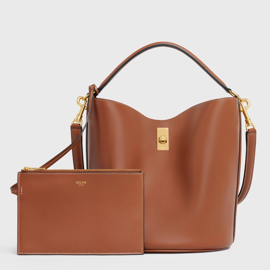 Celine Bucket 16 Bag In Brown Smooth Calfskin