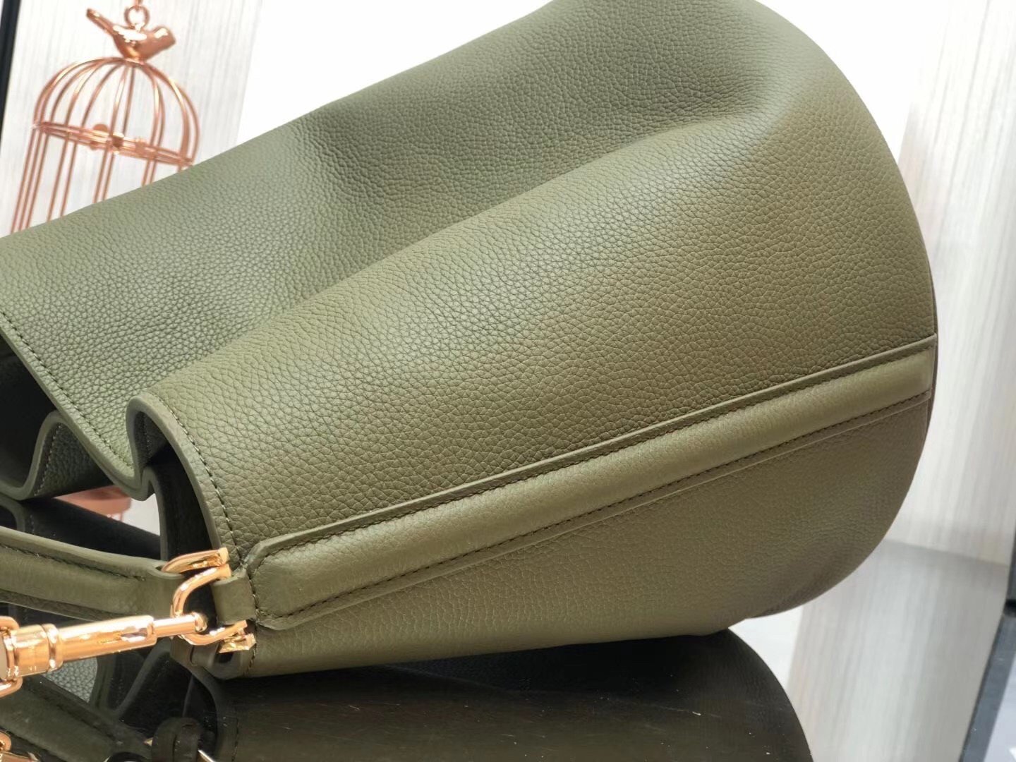 Celine Bucket 16 Bag In Dark Olive Grained Calfskin