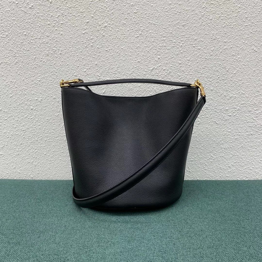 Celine Bucket 16 Bag In Black Grained Calfskin