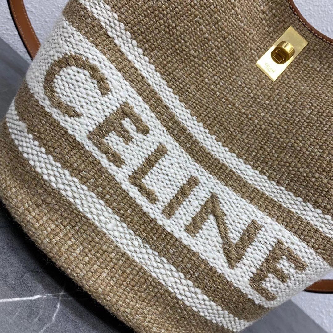 Celine Bucket 16 Bag In Textile with Celine Logo