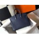 Hermes Birkin 25 Bag In Navy Blue Clemence Leather with GHW