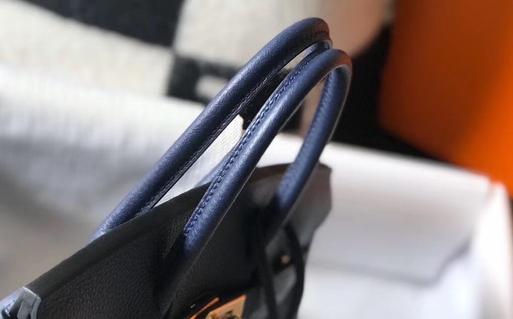 Hermes Birkin 25 Bag In Navy Blue Clemence Leather with GHW