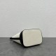 Celine Small Bucket Cuir Triomphe In White Textile