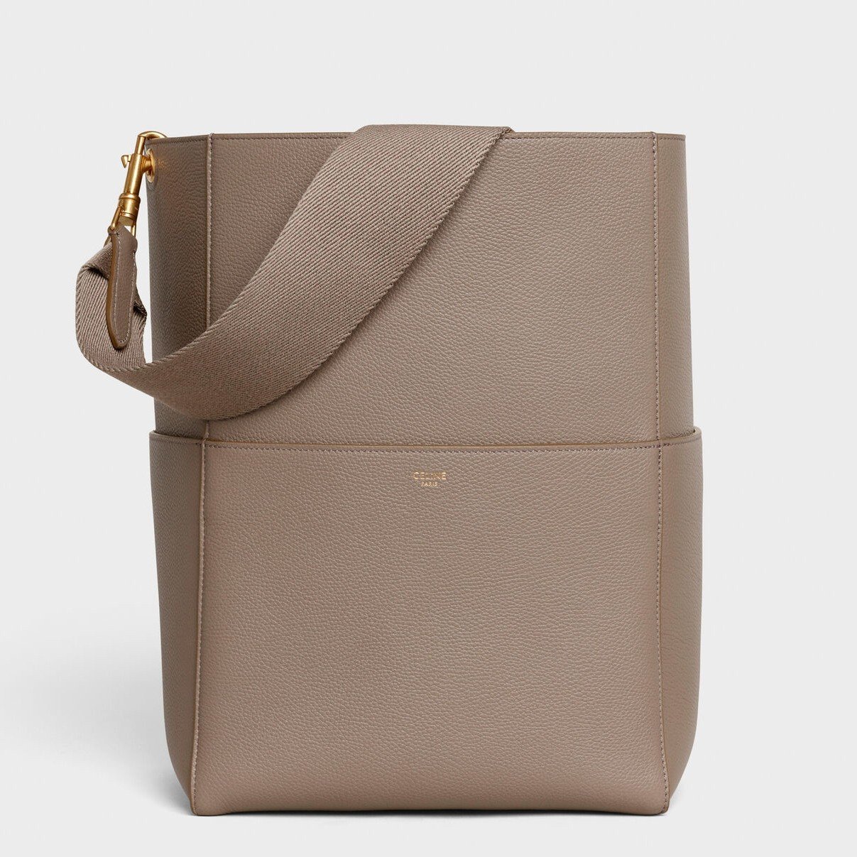 Celine Sangle Bucket Bag In Taupe Grained Calfskin