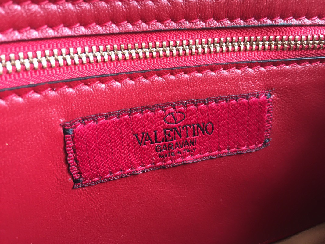 Valentino Rockstud Spike Crossbody Clutch Bag In Red Lambskin