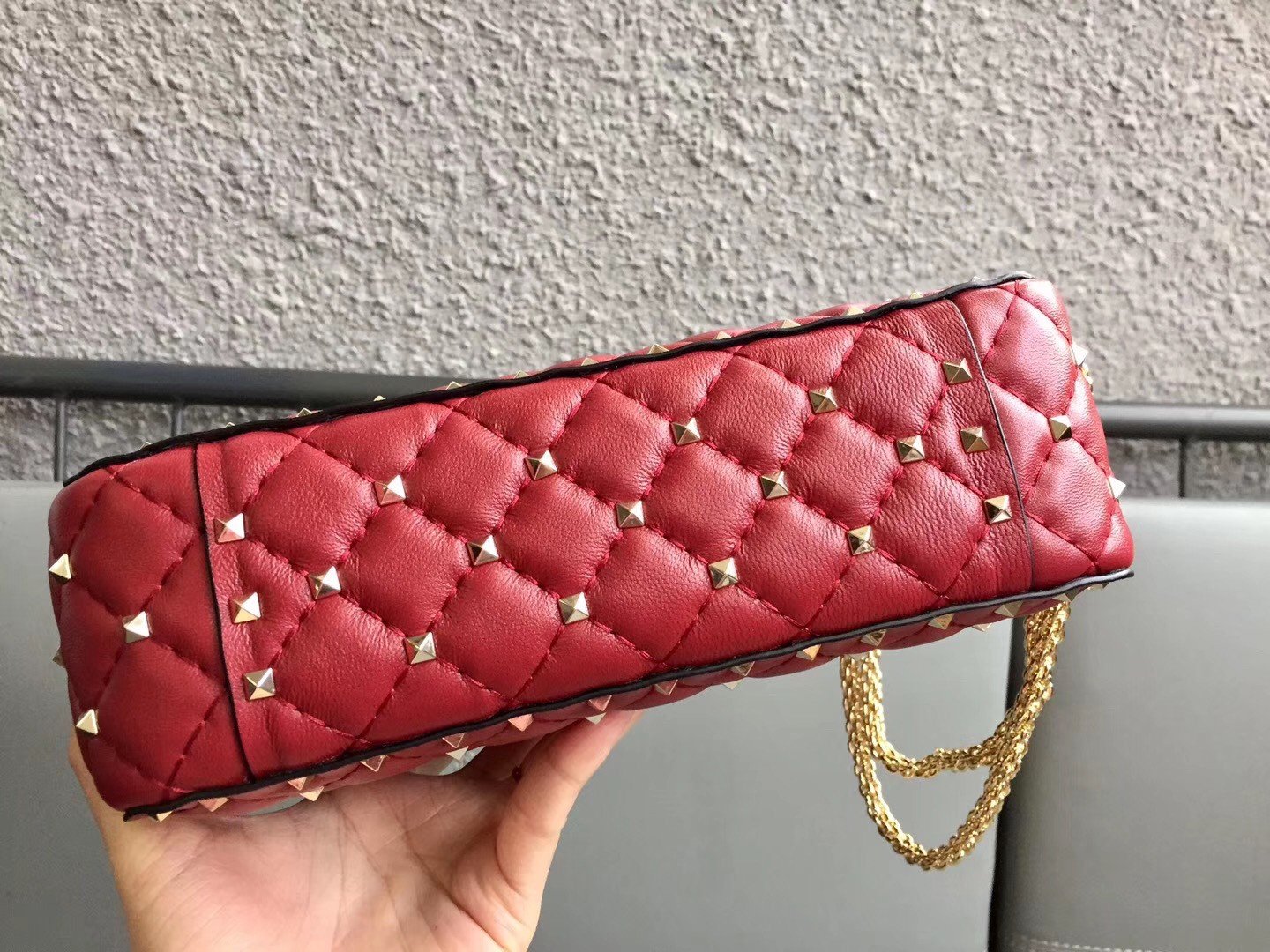 Valentino Rockstud Spike Medium Bag In Red Nappa Lambskin