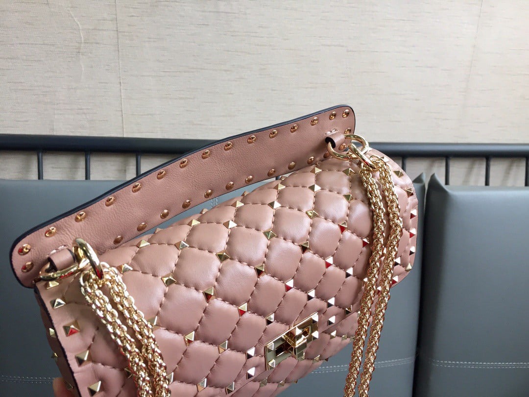 Valentino Rockstud Spike Medium Bag In Poudre Nappa Lambskin