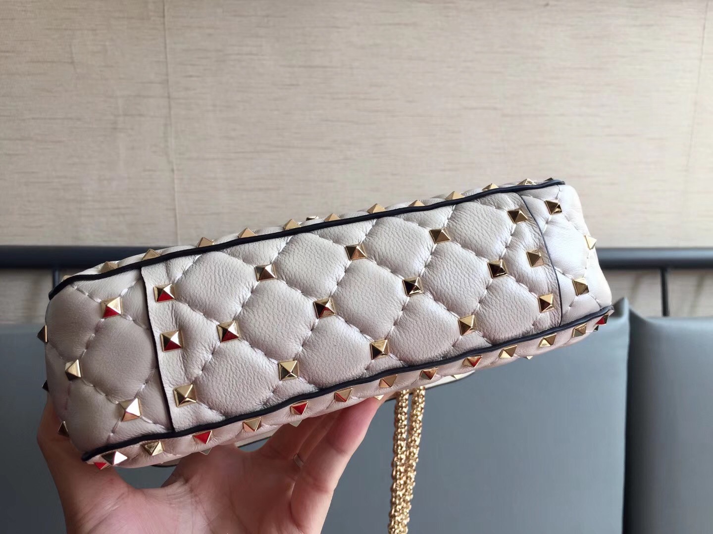 Valentino Rockstud Spike Small Bag In White Nappa Lambskin