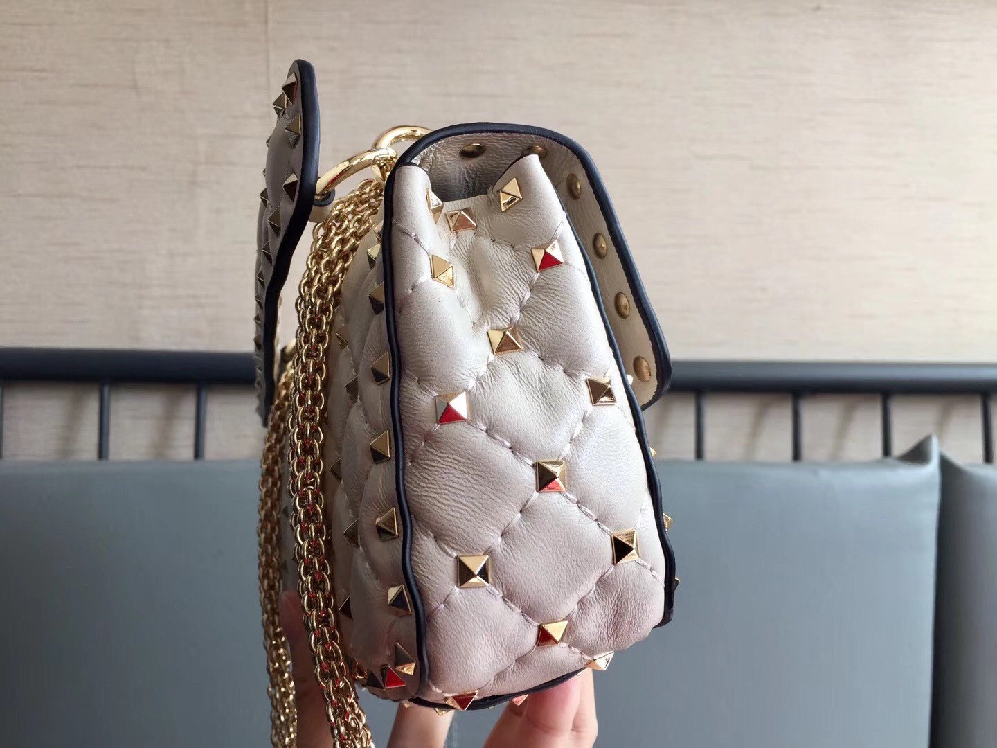 Valentino Rockstud Spike Small Bag In White Nappa Lambskin