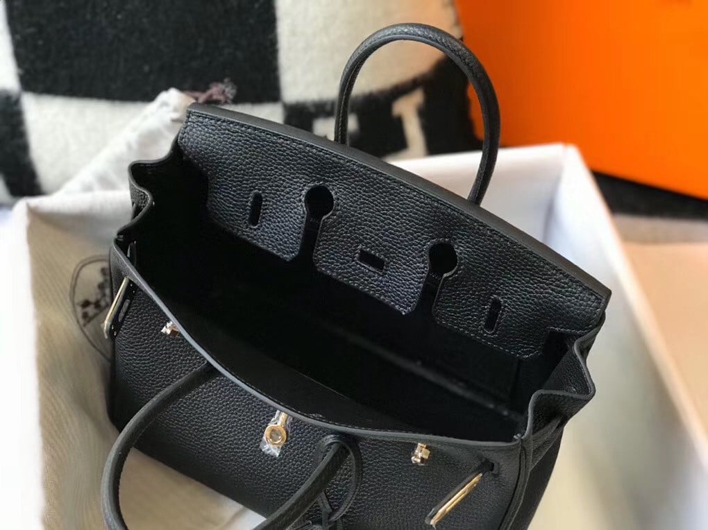 Hermes Birkin 25 Bag In Black Clemence Leather with GHW