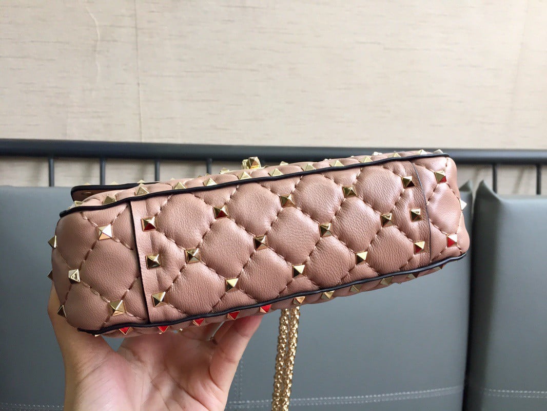 Valentino Rockstud Spike Small Bag In Poudre Nappa Lambskin