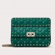 Valentino Rockstud Spike Small Bag In Green Nappa Lambskin