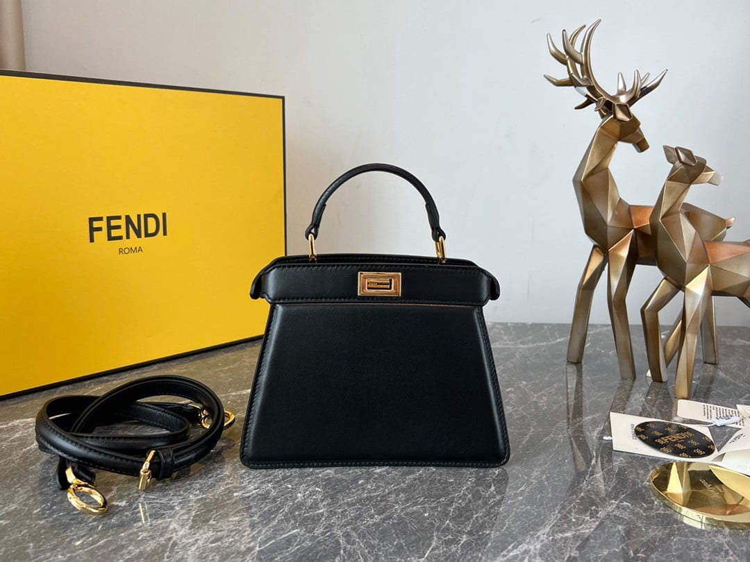 Fendi Peekaboo ISeeU Petite Bag In Black Nappa Leather