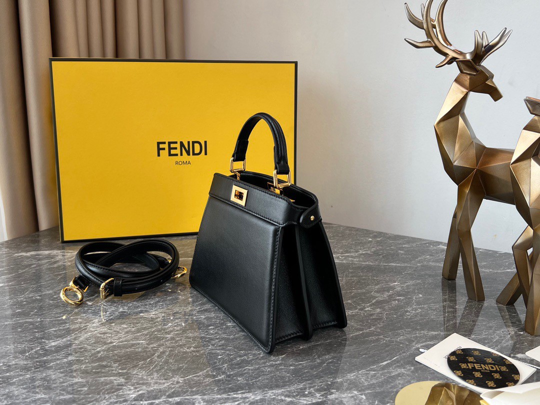 Fendi Peekaboo ISeeU Petite Bag In Black Nappa Leather