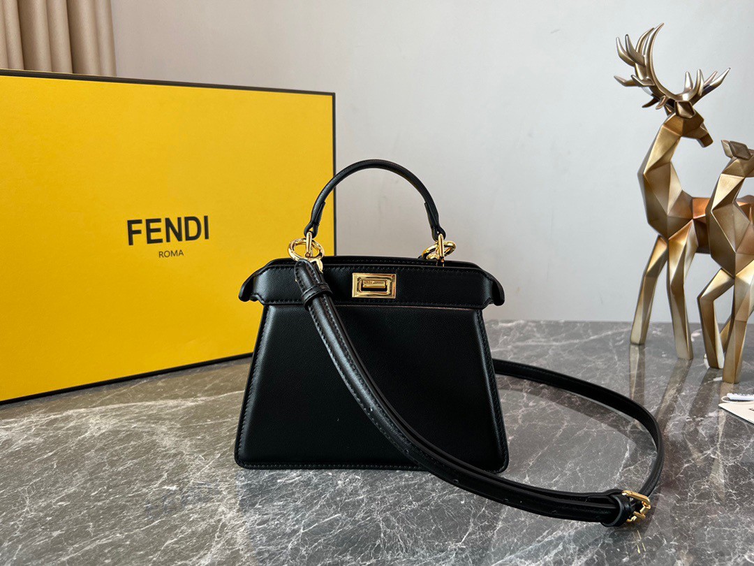 Fendi Peekaboo ISeeU Petite Bag In Black Nappa Leather