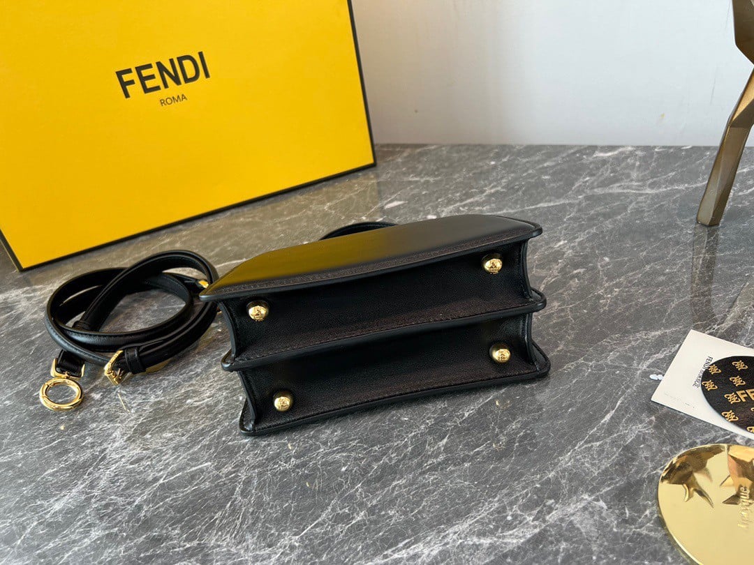 Fendi Peekaboo ISeeU Petite Bag In Black Nappa Leather