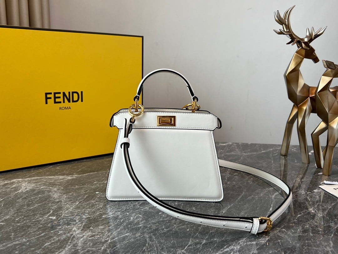 Fendi Peekaboo ISeeU Petite Bag In White Nappa Leather