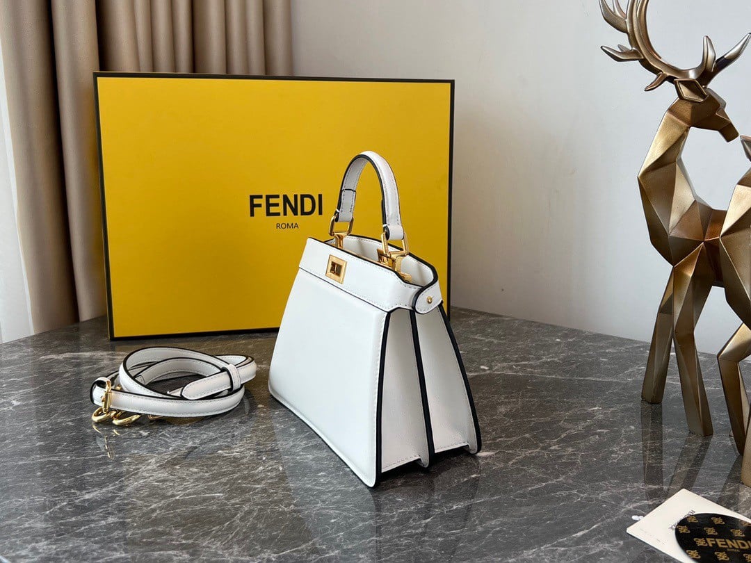 Fendi Peekaboo ISeeU Petite Bag In White Nappa Leather