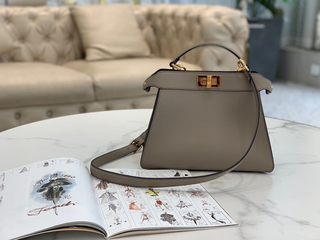 Fendi Peekaboo ISeeU Small Bag In Grey Calfskin