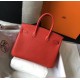 Hermes Birkin 25 Bag In Red Clemence Leather with GHW