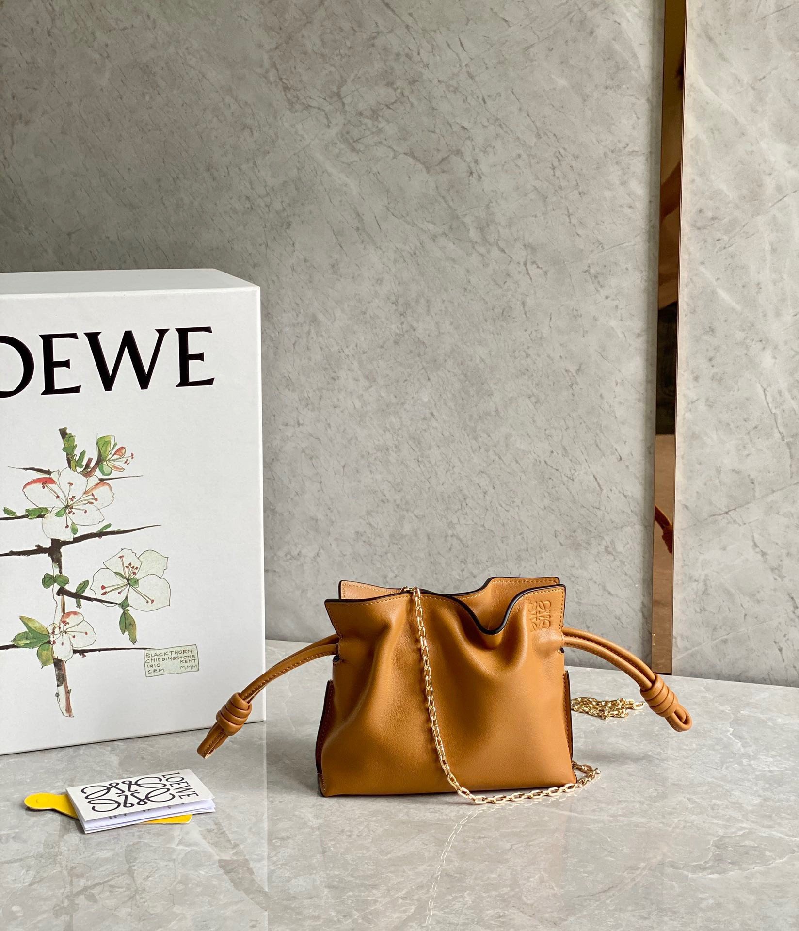 Loewe Flamenco Nano Clutch In Brown Nappa Leather