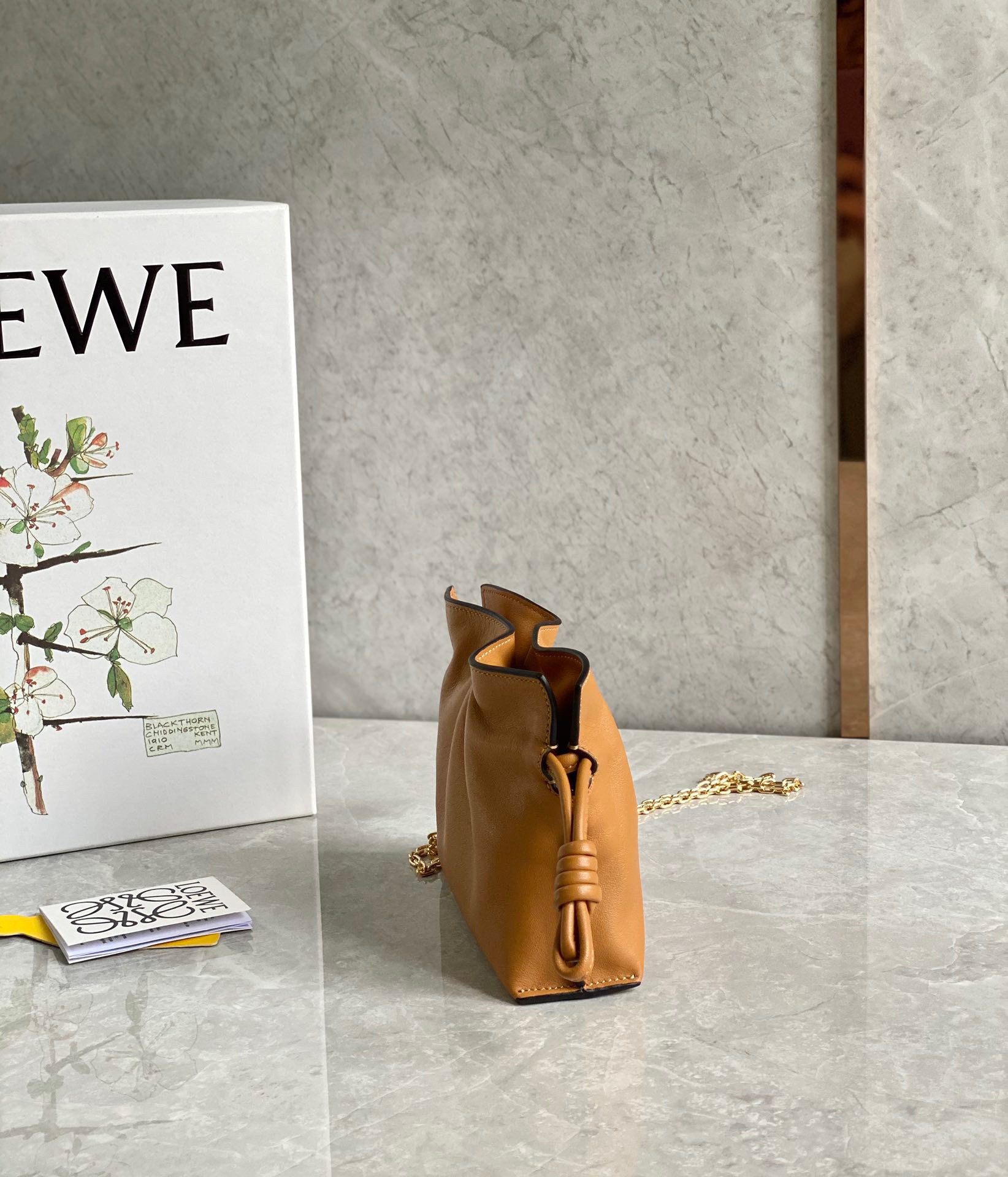 Loewe Flamenco Nano Clutch In Brown Nappa Leather