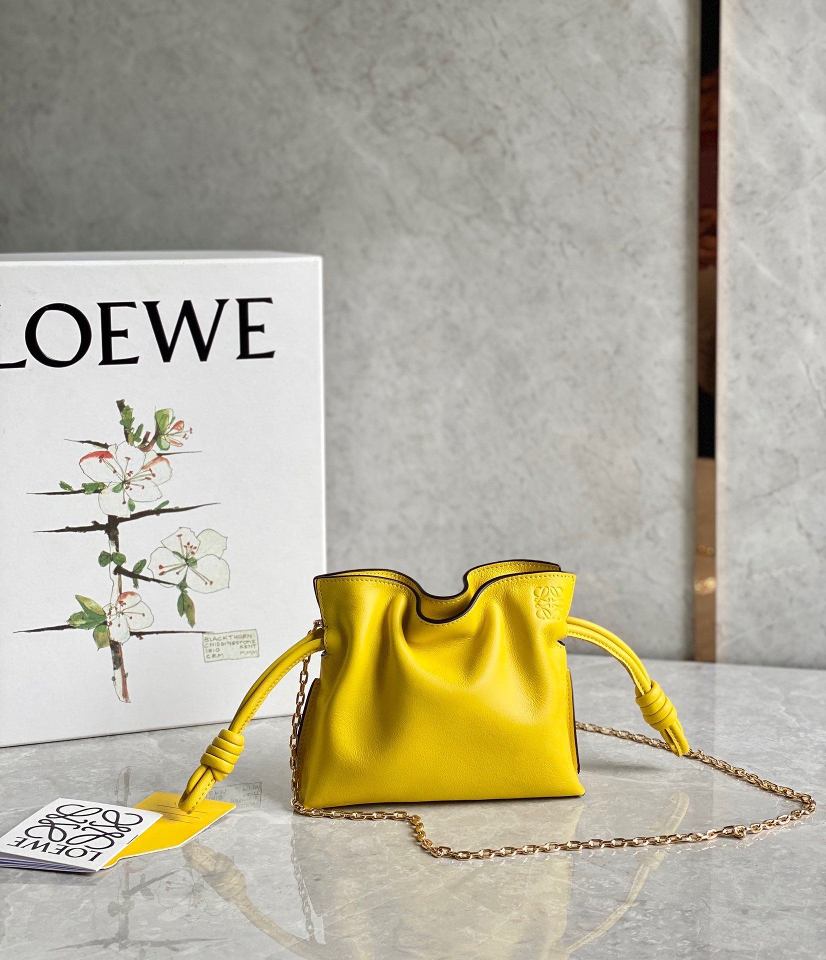 Loewe Flamenco Nano Clutch In Yellow Nappa Leather