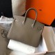 Hermes Birkin 25 Bag In Taupe Clemence Leather with GHW