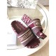 Dior Dway Slides In Bordeaux Oblique Embroidered Cotton