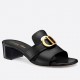 Dior 30 Montaigne Heeled Slides In Black Calfskin