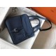 Hermes Halzan 31cm Bag In Blue Agate Clemence Leather