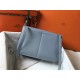 Hermes Halzan 31cm Bag In Blue Lin Clemence Leather