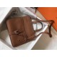 Hermes Halzan 31cm Bag In Gold Clemence Leather