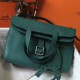 Hermes Halzan 31cm Bag In Malachite Clemence Leather