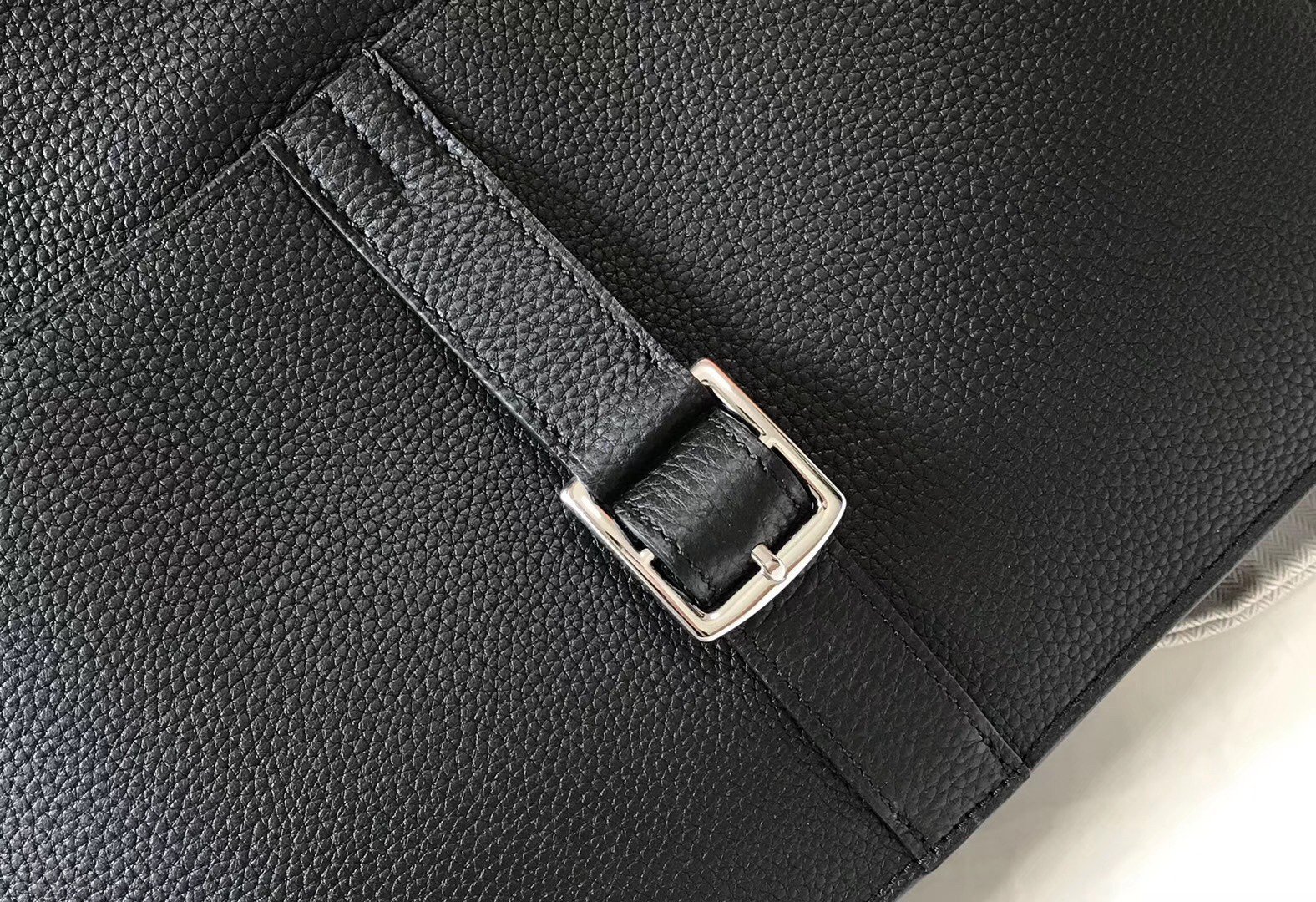 Hermes Halzan 31cm Bag In Black Clemence Leather