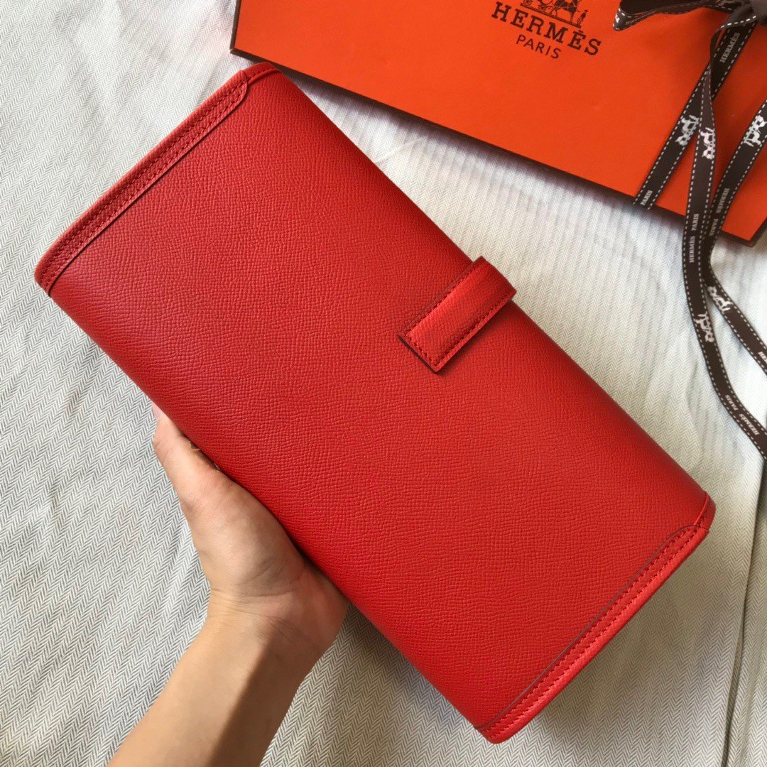 Hermes Jige Elan 29 Clutch Bag In Red Epsom Leather