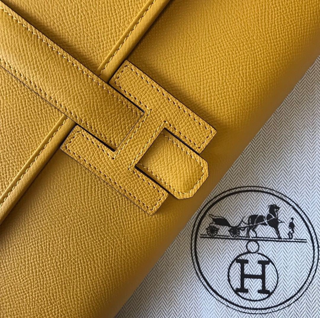 Hermes Jige Elan 29 Clutch Bag In Yellow Epsom Leather