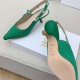 Dior J'Adior Slingback Pumps 65mm In Green Cotton Embroidery