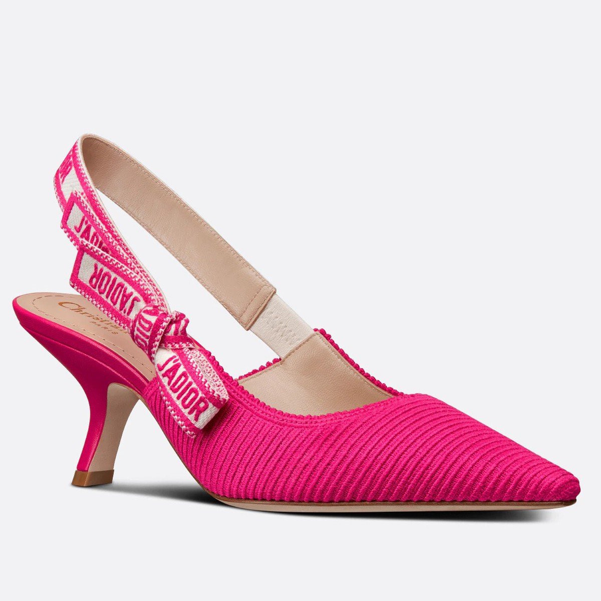 Dior J'Adior Slingback Pumps 65mm In Red Cotton Embroidery