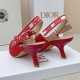 Dior J'Adior Slingback Pumps 65mm In Red Cotton Embroidery