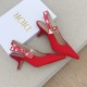 Dior J'Adior Slingback Pumps 65mm In Red Cotton Embroidery