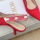 Dior J'Adior Slingback Pumps 65mm In Red Cotton Embroidery