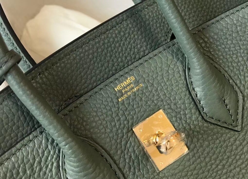 Hermes Birkin 25 Bag In Vert Amande Clemence Leather with GHW