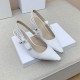 Dior J'Adior Slingback Pumps 65mm In White Cotton Embroidery