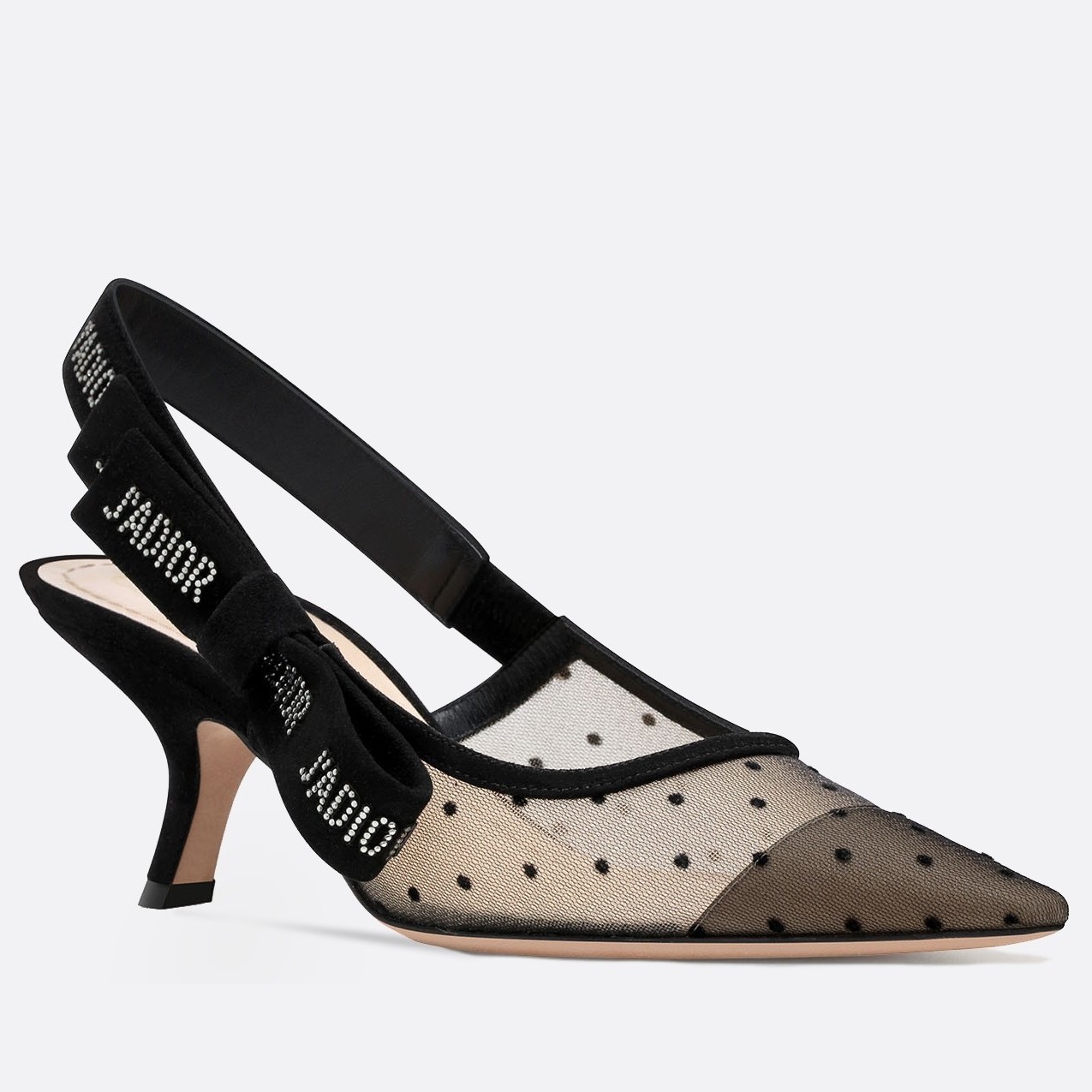 Dior J'Adior Slingback Pumps 65mm In Black Dotted Swiss